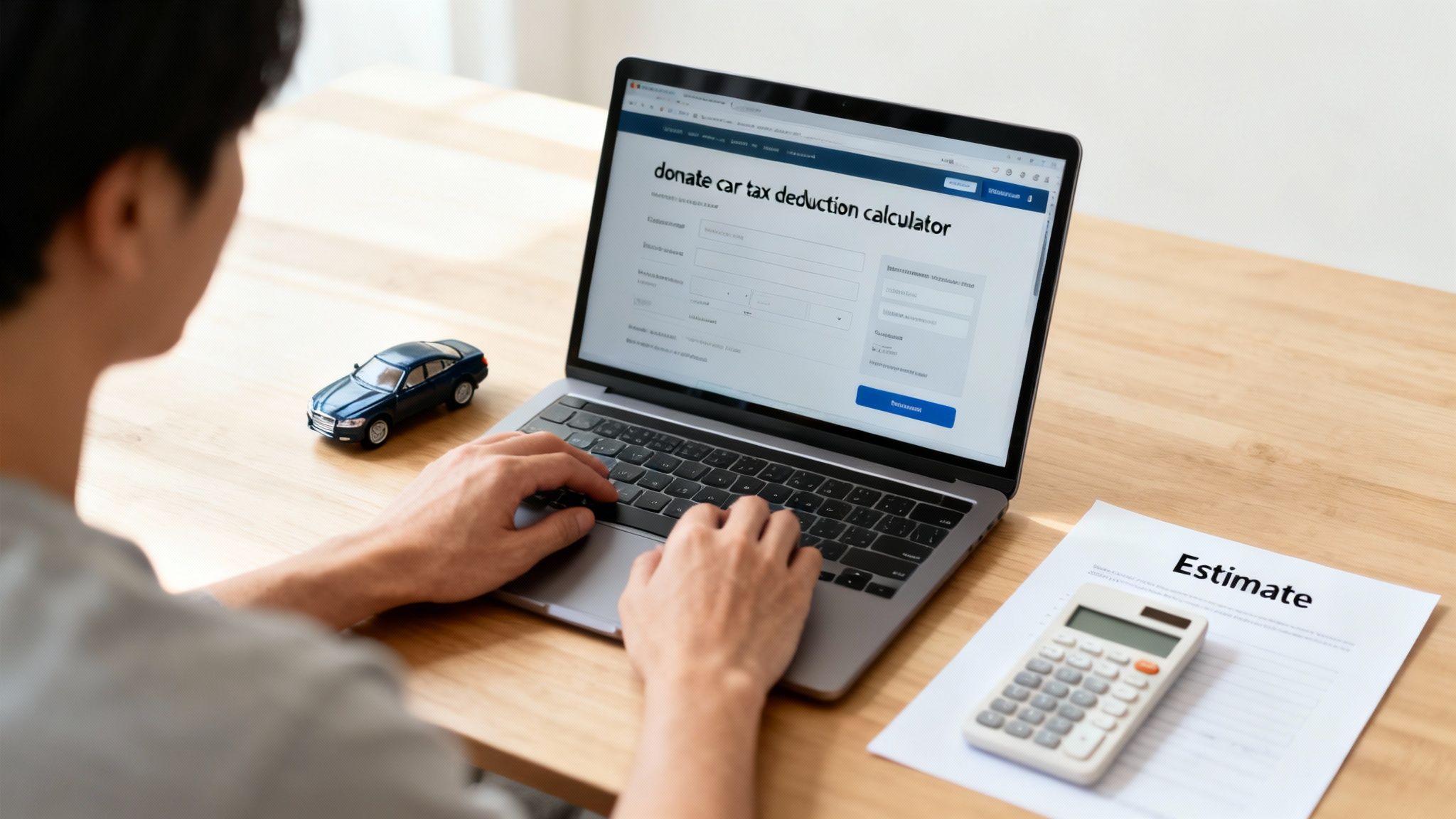 A person holding a car key and a piggy bank, symbolizing the financial benefit of a car donation.