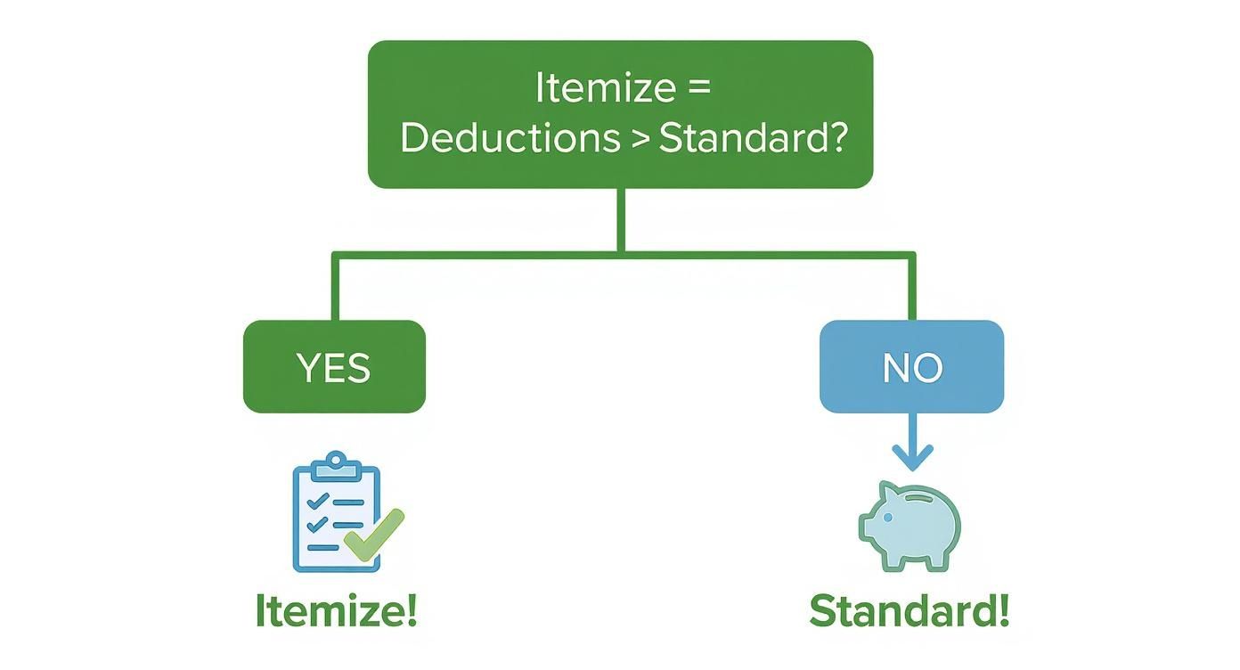 Infographic about itemized deduction vs standard deduction